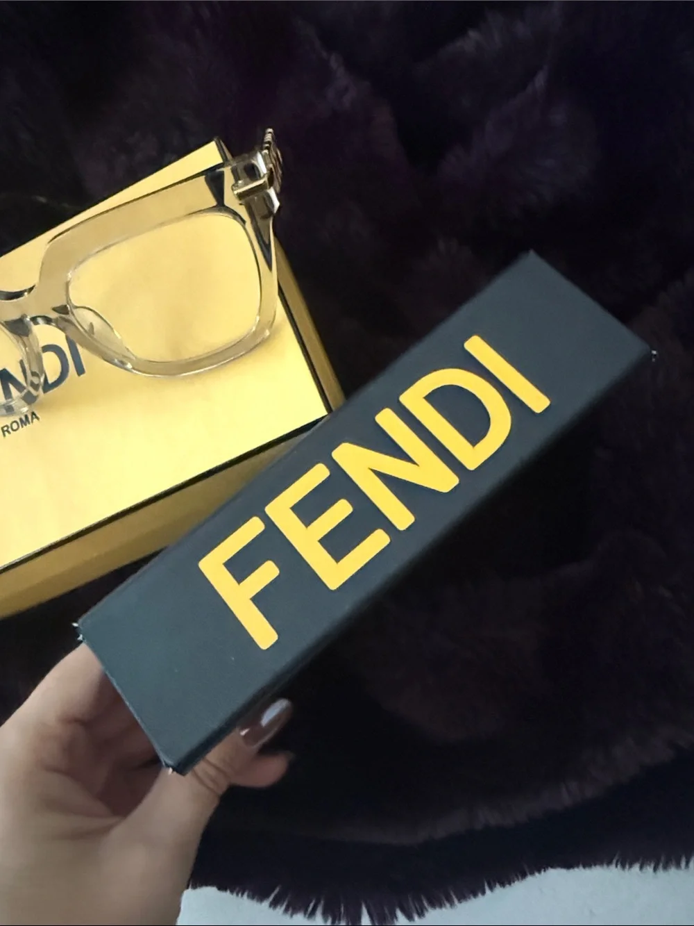 Fendi Fendigraphy FE50065I Optical frame transparent grey crystal w/ gold tones